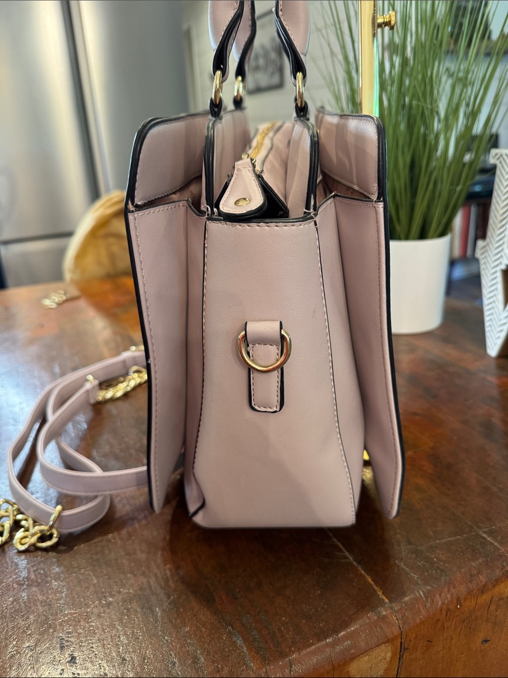 Andrew Marc Pale Pink Floral Perforated Satchel - Picture 7 of 16